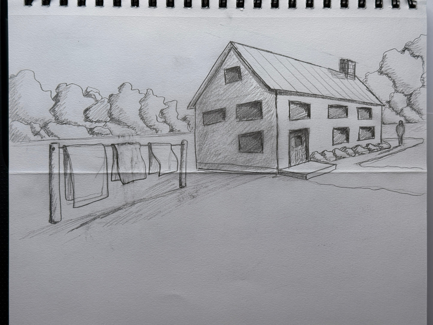 Original Art with planning sketch, “On the Line”