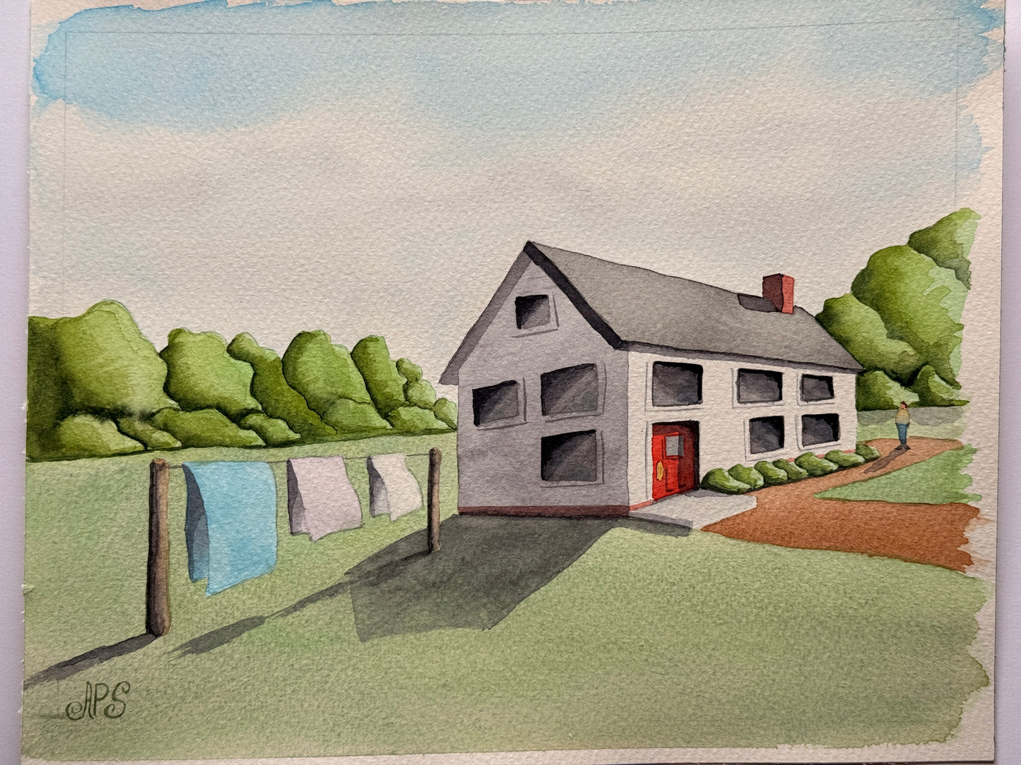 Original Art with planning sketch, “On the Line”