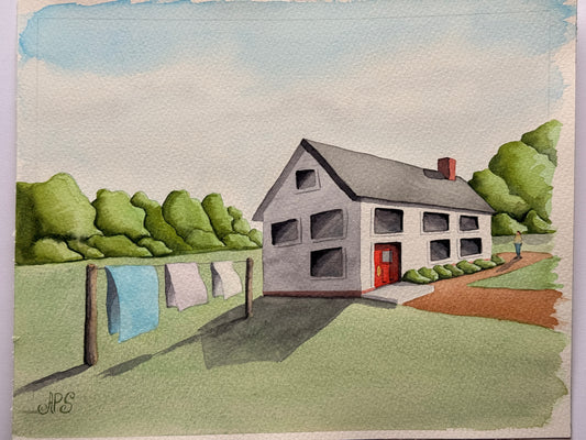 Original Art with planning sketch, “On the Line”