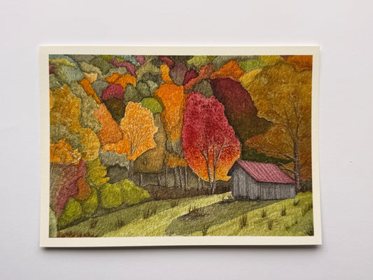 Barn in Autumn Landscape 5x7 *PRINT*